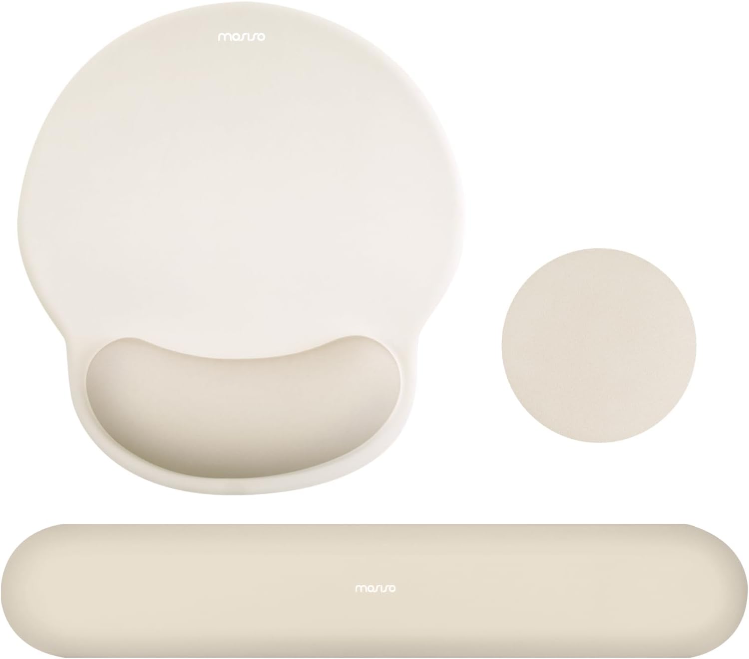 MOSISO Wrist Rest Support for Mouse Pad&Keyboard Set. Circle Curved Ergonomic Mousepad&Coaster Non-Slip Base Home/Office Pain Relief&Easy Typing Pad with Soft Cloth&Silicone Lining. Antique Green