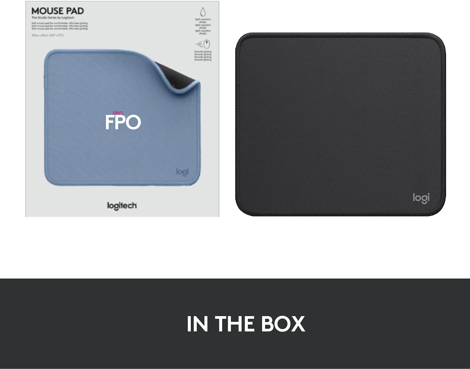 Logitech Mouse Pad - Studio Series. Computer Mouse Mat with Anti-Slip Rubber Base. Easy Gliding. Spill-Resistant Surface. Durable Materials. Portable. in a Fresh Modern Design. Graphite