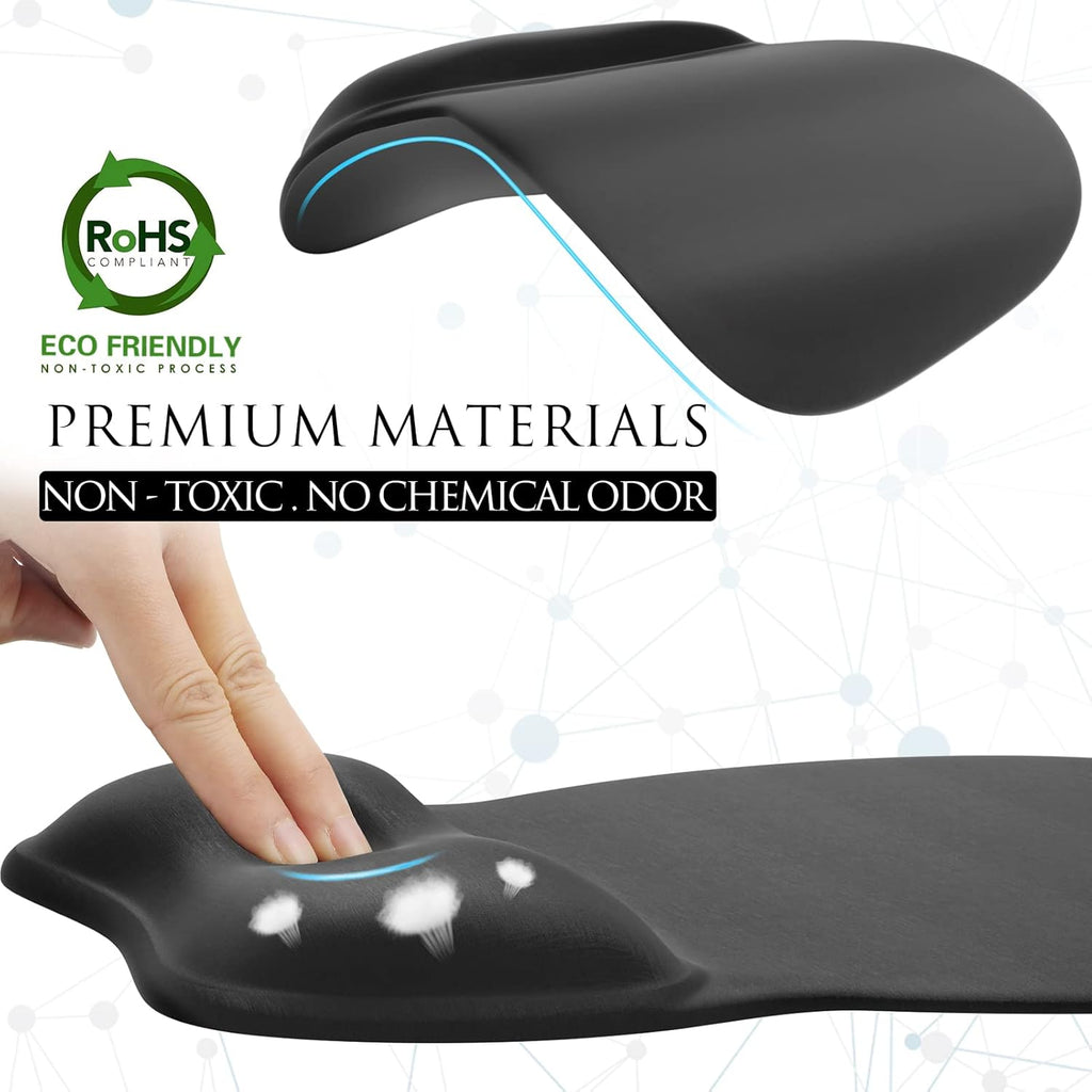 MROCO Ergonomic Mouse Pad with Gel Wrist Rest. Smooth Wrist Support Surface. Non-Slip PU Base for Pain Relief. Comfortable Mousepad for Computer. Laptop. Office & Home. 9.4 x 8.1 in. Black