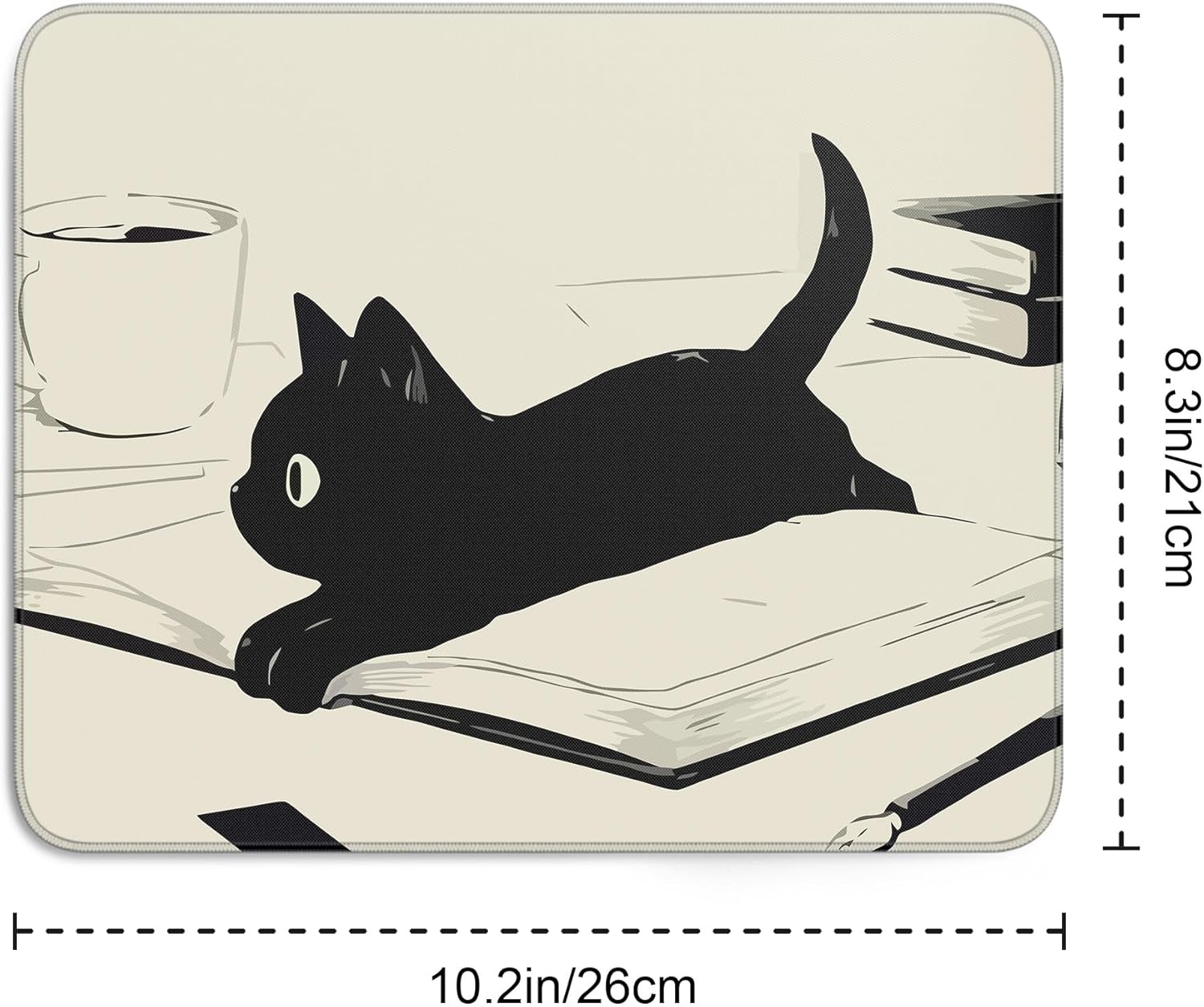 Cute Black Cat Mouse Pad.Kawaii Anime Cat Mouse Pads for Wireless Mouse Desk Accessories.10X8 Travel Mousepad with Non-Slip Rubber Base. Stitched Edge Mouse Pads for Desk.Computers.Laptop.Office