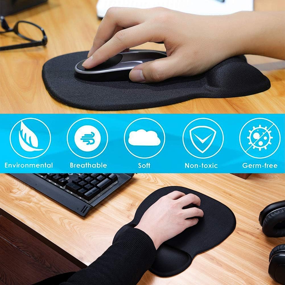 MROCO Ergonomic Mouse Pad with Gel Wrist Rest. Smooth Wrist Support Surface. Non-Slip PU Base for Pain Relief. Comfortable Mousepad for Computer. Laptop. Office & Home. 9.4 x 8.1 in. Black