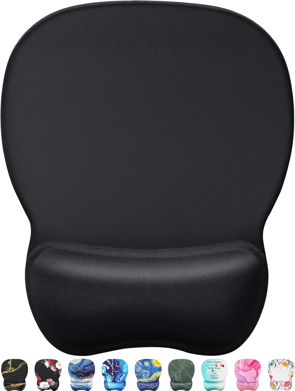 MROCO Ergonomic Mouse Pad with Gel Wrist Rest. Smooth Wrist Support Surface. Non-Slip PU Base for Pain Relief. Comfortable Mousepad for Computer. Laptop. Office & Home. 9.4 x 8.1 in. Black