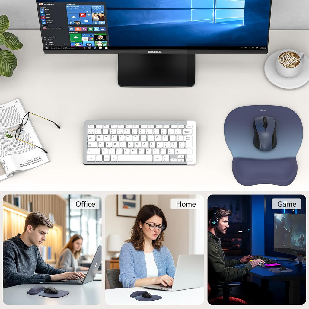 TECKNET Gel Mouse Pad with Wrist Rest. Ergonomic Office Mousepad with Wrist Support - Non-Slip & Smooth Surface Comfortable Desk Accessories Mat for Office. Gaming and Study - Gradient