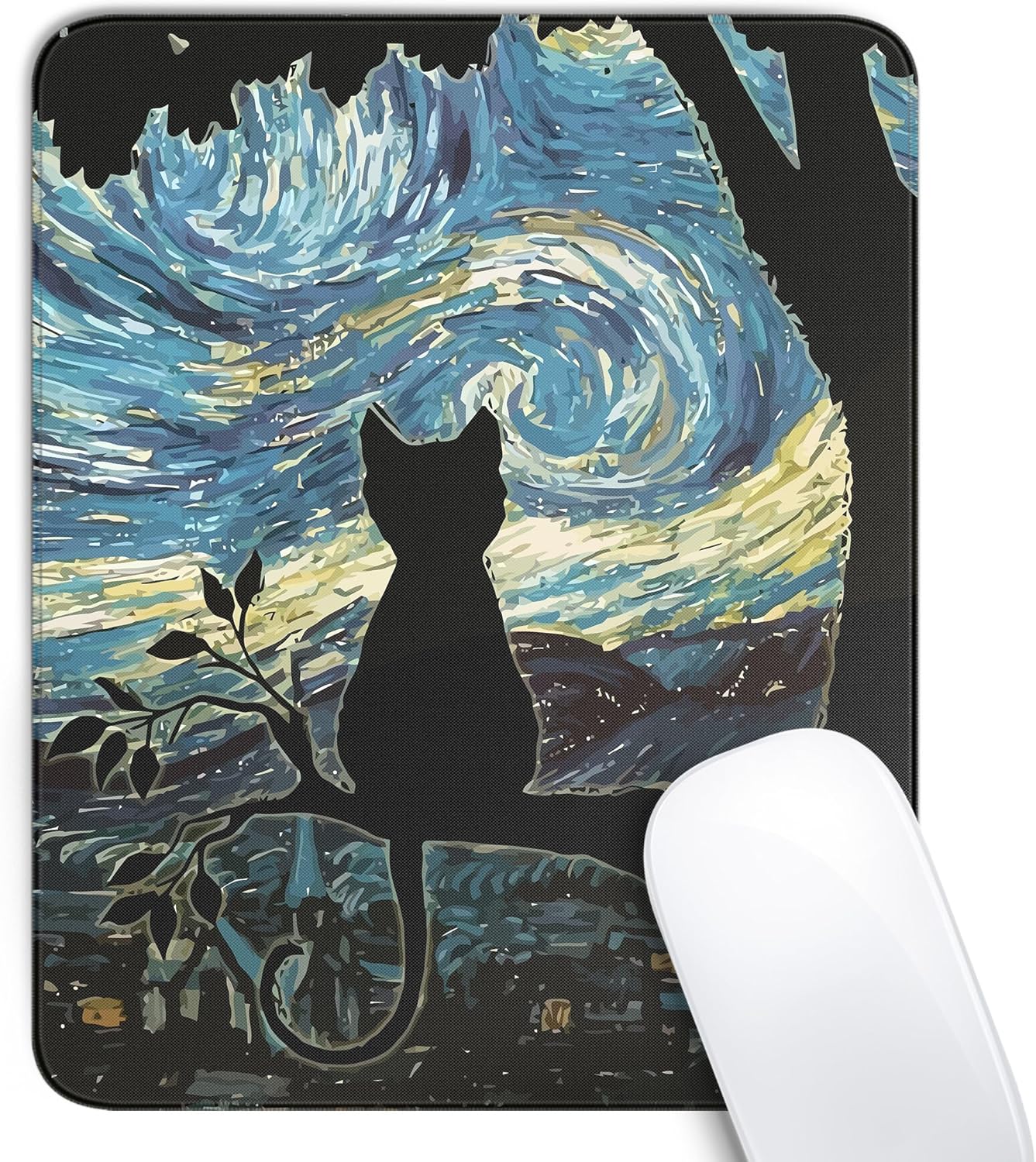 Cute Black Cat Mouse Pad.Kawaii Anime Cat Mouse Pads for Wireless Mouse Desk Accessories.10X8 Travel Mousepad with Non-Slip Rubber Base. Stitched Edge Mouse Pads for Desk.Computers.Laptop.Office