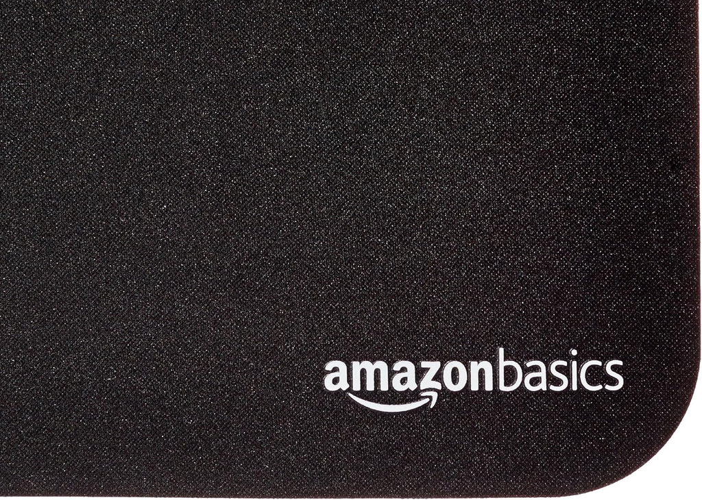 Amazon Basics Square Mouse Pad. Cloth with Rubberized Base. Standard. Black. 12.4L x 10.6W inches